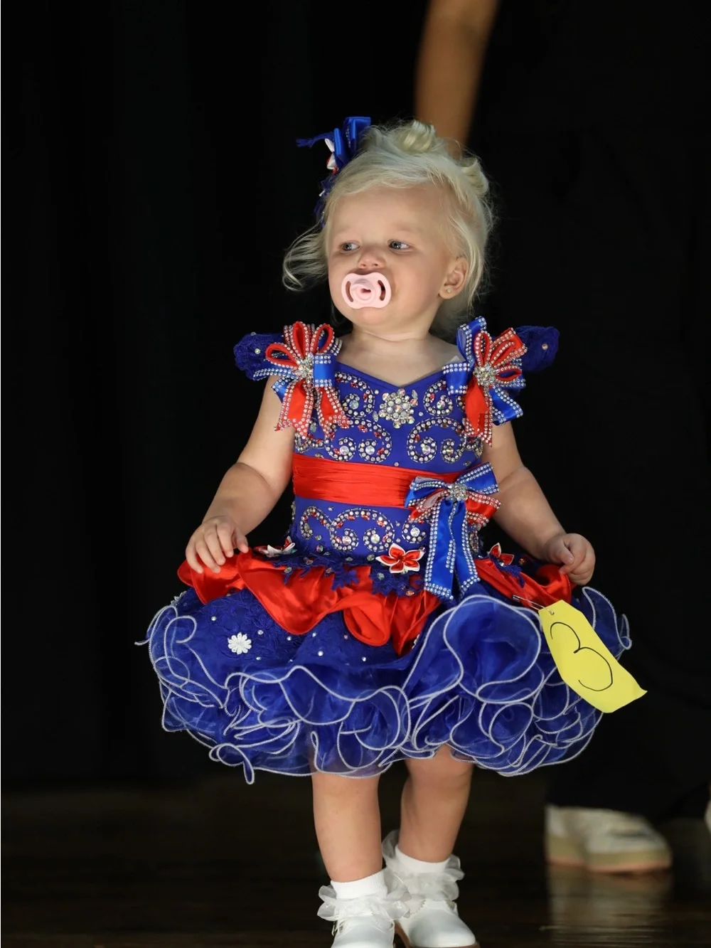Blue & Red Sparkle Pageant Costume for Girls